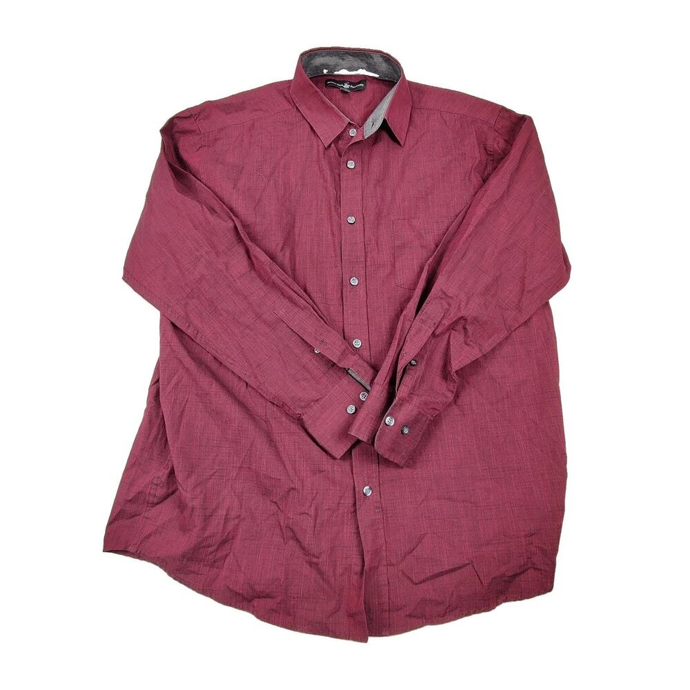 Beverly Hills Polo Club Shirt Mens Large Red Solid Long Sleeve Button Up Casual